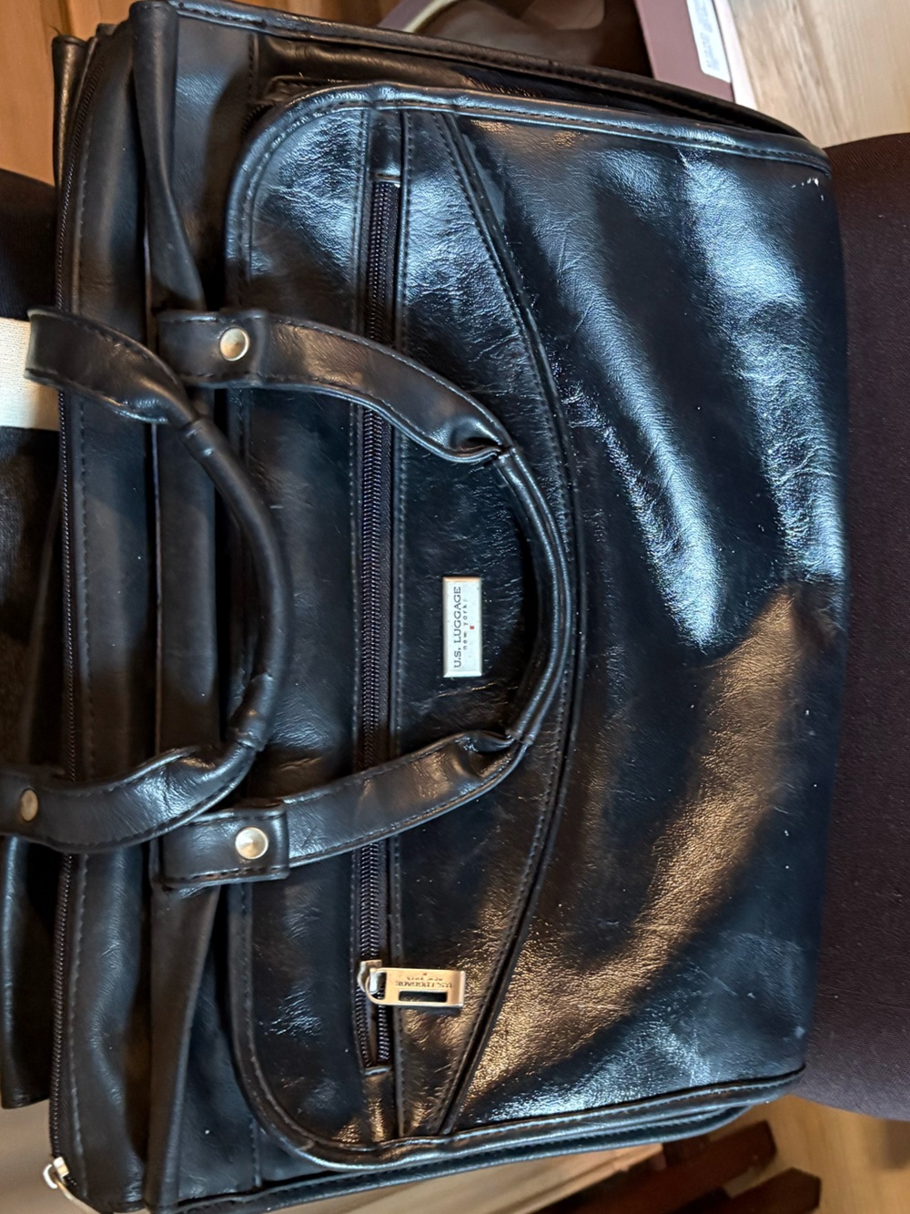 Black Leather look Briefcase Laptop Bag